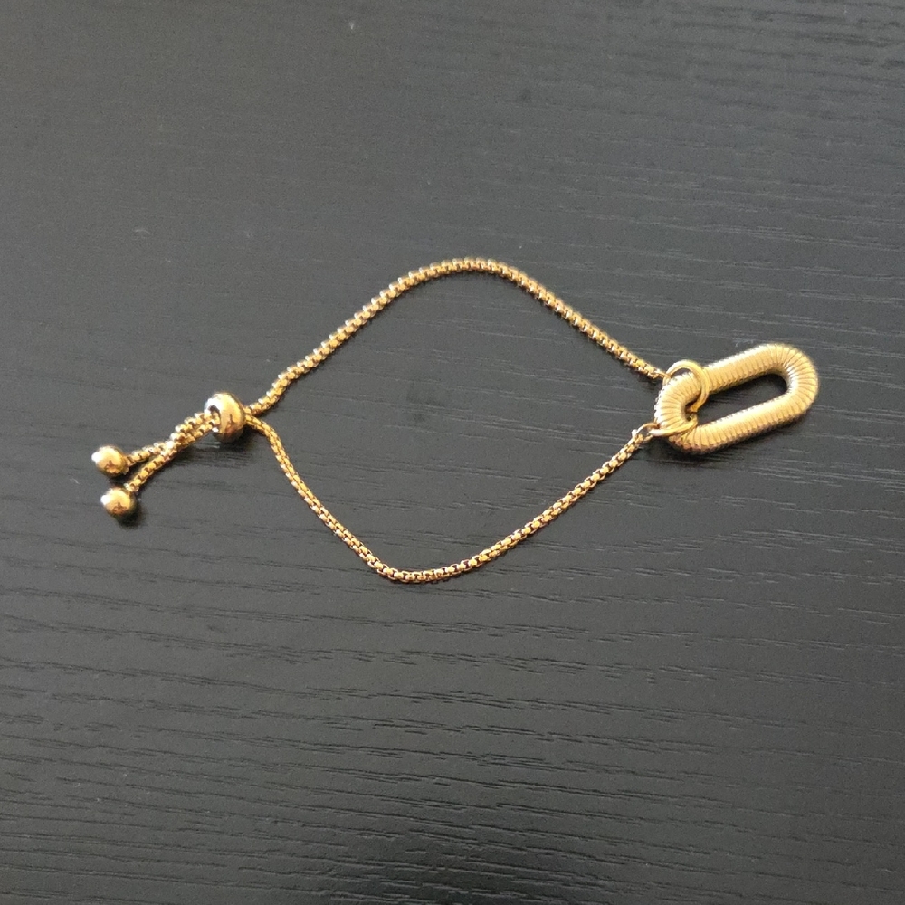 18K Gold Plated Adjustable Carabiner Style Bracelet
